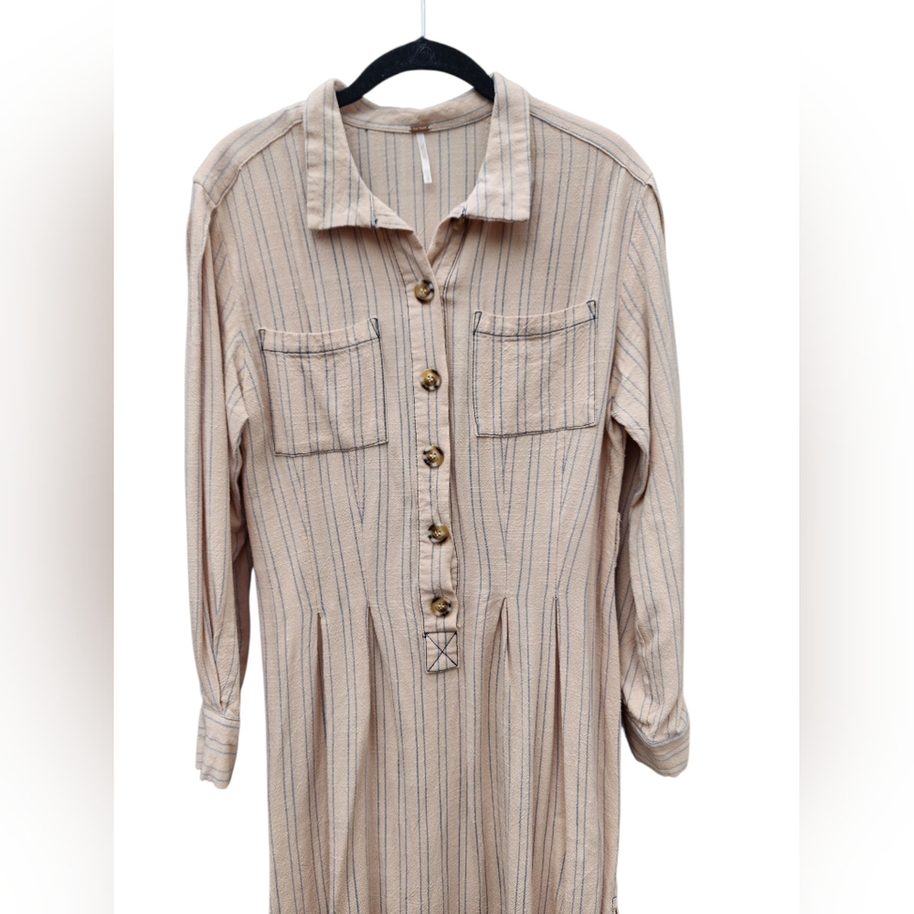 FREE PEOPLE Audrey Cream Stripe Midi Dress, size S - Picture 3 of 8